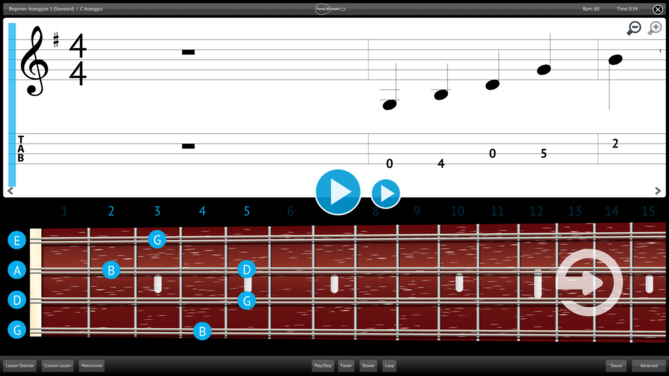 Purely Mandolin Screenshot Lesson Selector